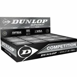 Dunlop Competition Single Yellow Dot Squash Balls (12 Balls)