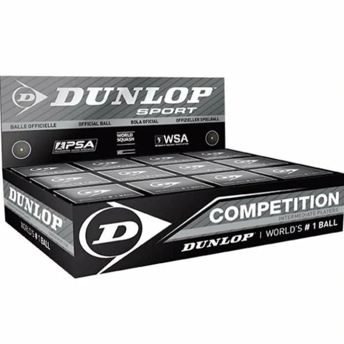 Dunlop Competition Single Yellow Dot Squash Balls (12 Balls) 3 Dunlop Competition Single Yellow Dot Squash Balls (12 Balls)