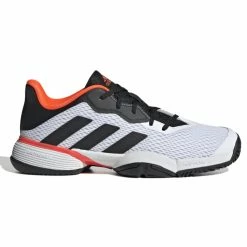 Adidas Barricade Junior Tennis Shoe (White/Black/Red)