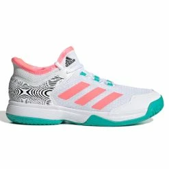 Adidas Ubersonic 4 Junior Tennis Shoe (White/Pink/Teal)