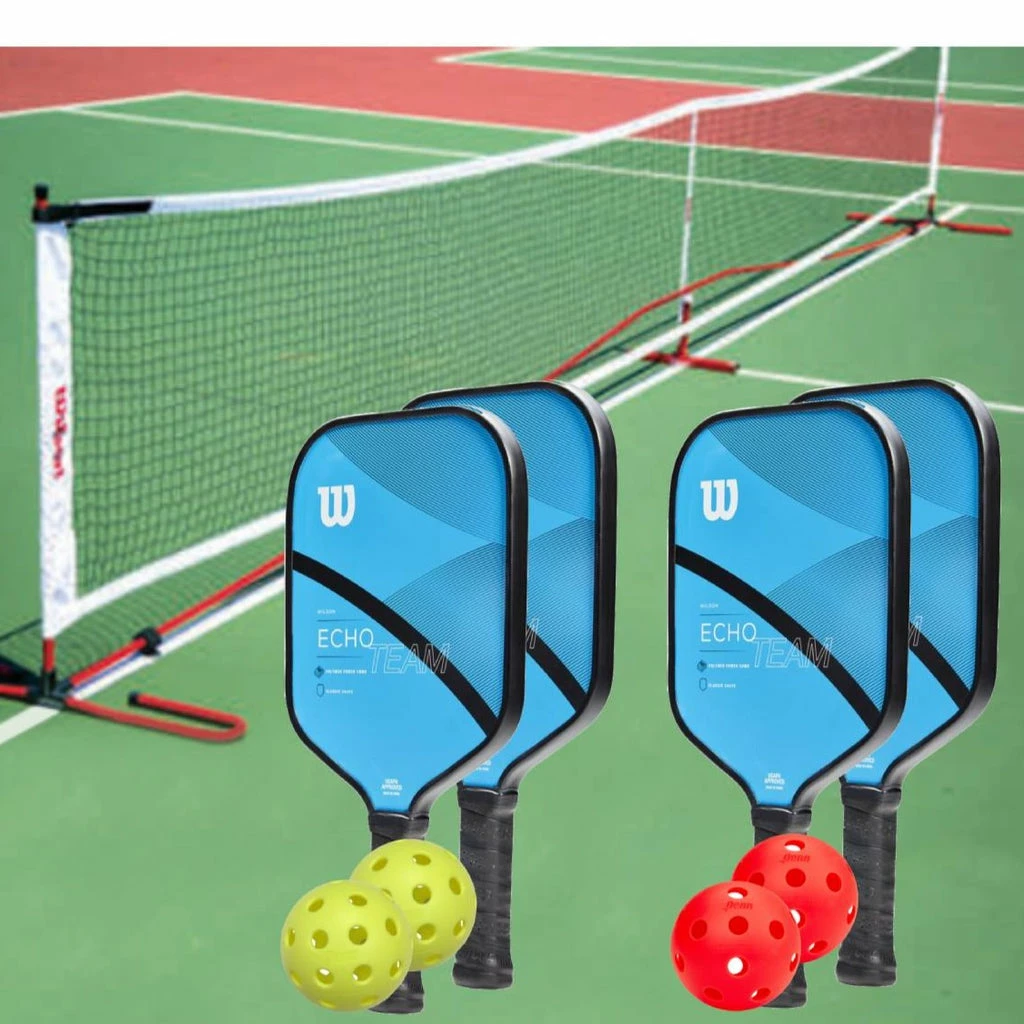 Wilson Echo Team 4 Paddle + Net Pickleball Bundle 3 Wilson Echo Team 4 Paddle + Net Pickleball Bundle